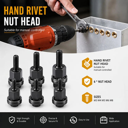 🛠️ Heavy-Duty Riveting Essentials | Head Rivet Nut Tool Kit (M3 M4 M5 M6 M8), Carbon Steel Threaded Rivnut Set & Manual Riveter Accessories ✨