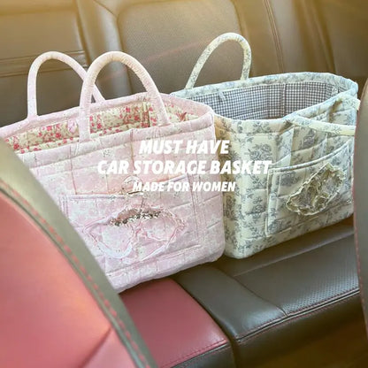 🔥 Reclaim Your Luxury Cabin Vibe: The Chic 1-Second Floral Car Storage Basket That Vanishes Backseat Clutter & Is 100% Machine Washable! 🌸📦