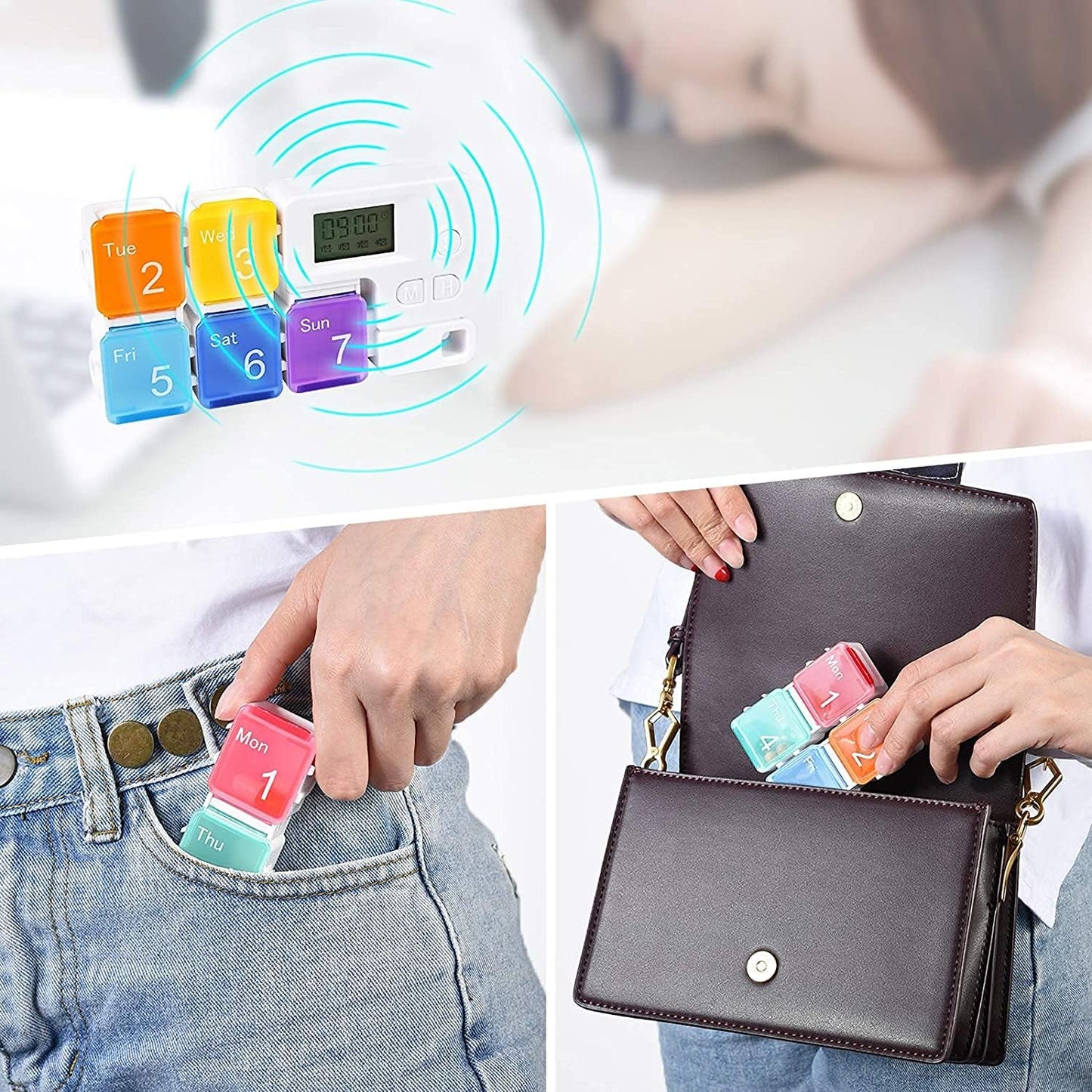 📅 Smart Wellness | 7-Day Portable Pill Box Organizer with 4-Times Daily Reminders 💊