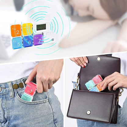 📅 Smart Wellness | 7-Day Portable Pill Box Organizer with 4-Times Daily Reminders 💊
