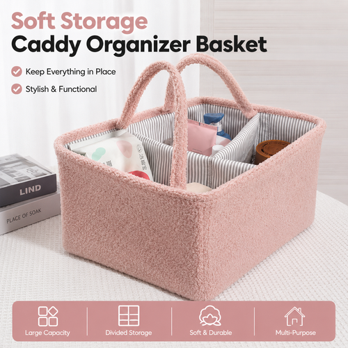Short Plush Hand-Held Storage Basket