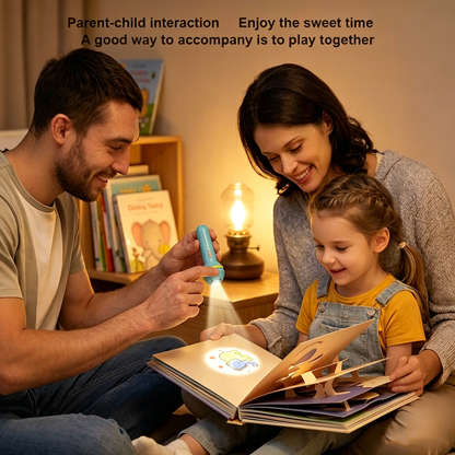 🌟 Magic Bedtime Storyteller | Kids Projection Flashlight Toy, 3 Slides with 24 Patterns, Safe ABS Early Learning & Visual Cognitive STEM Gift ✨