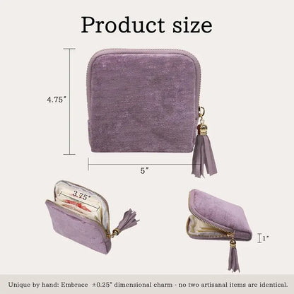 💎 Tangled Chains No More | Portable Travel Jewelry Zippered Pocket Case, 5-Compartment Velvet Satin Lining Organizer with Tassel Zipper ✨