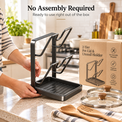Countertop Pot Lid & Utensil Organizer
