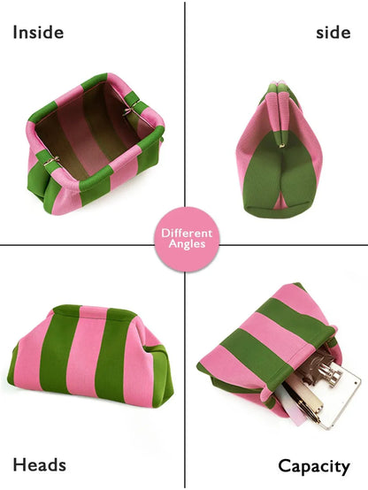 👜 Your New Go-To | Women's Striped Cloud Handbag Pleated Lightweight Tote Bag ✨