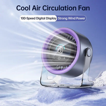 🍃 100-Speed Micro-Control | Portable Turbo Desk Fan with Digital Display 🌀