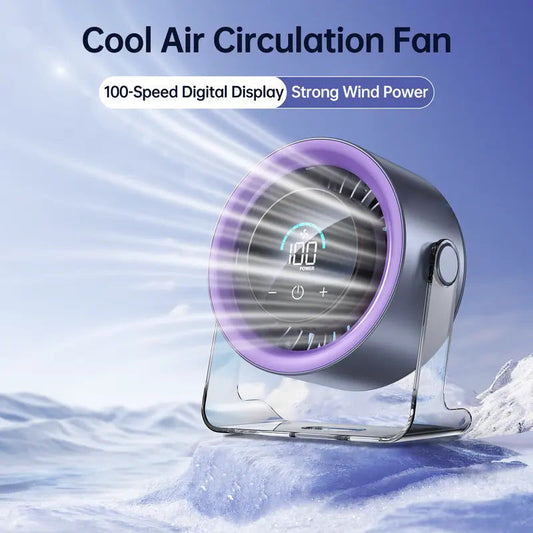 🍃 100-Speed Micro-Control | Portable Turbo Desk Fan with Digital Display 🌀