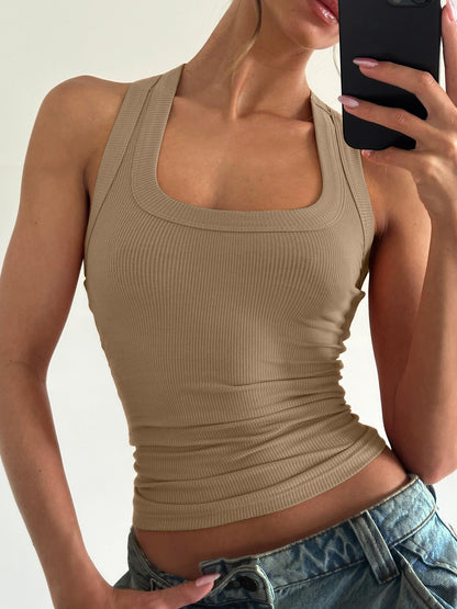 💃 The Ultimate Capsule Essential | Women's Casual Minimalist Slim Fit Plain Sleeveless Short Tank Top, Ribbed Knit Versatile Layering Vest ✨