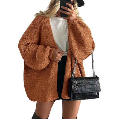 🍂 Cozy Fall Elegance | Women's Oversized Cardigan Sweater, Lightweight Long Lantern Sleeve Open-Front Knitwear Top ✨