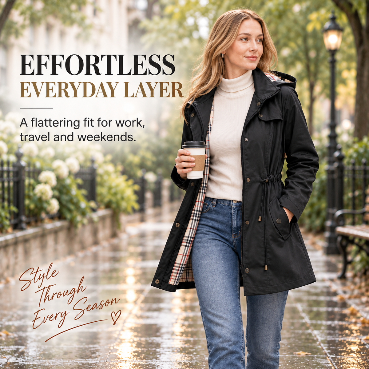 Women's Lightweight Hooded Rain Jacket