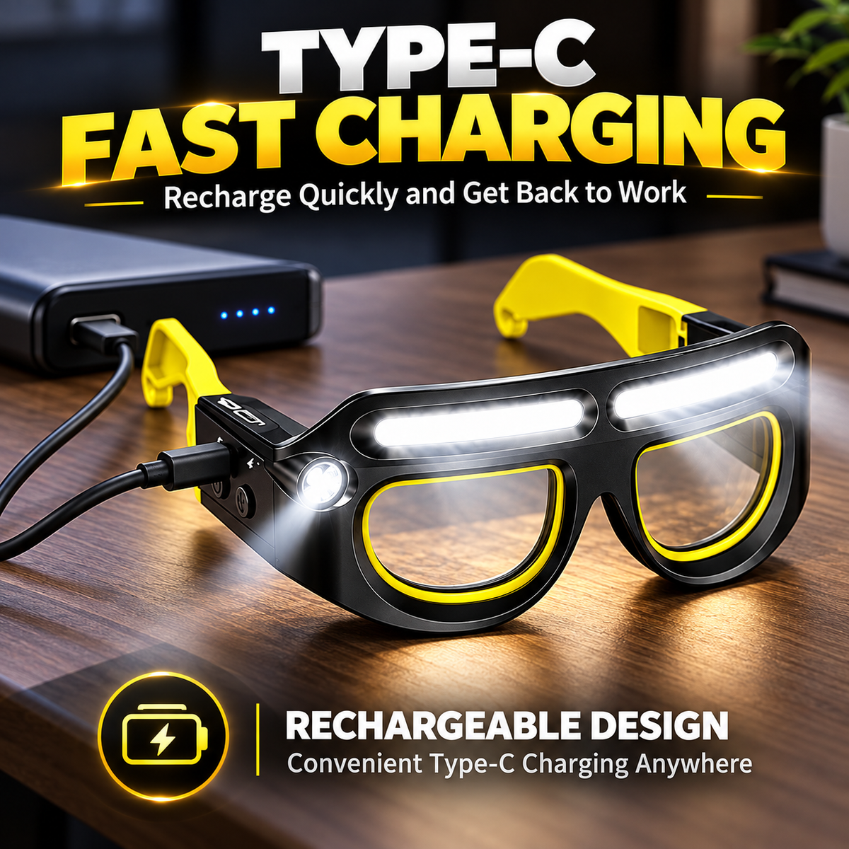 Hands-Free LED Light Glasses with Spotlight & COB Floodlight