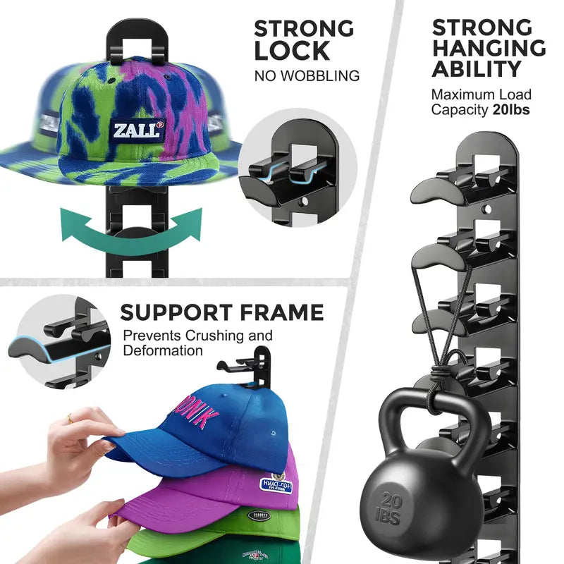 （2 Pack）🧢 Store 20 Caps in Seconds: The Ultimate Heavy-Duty Wall Hat Organizer That Protects Your Hat's Shape! 🛠️🔥
