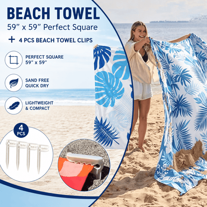 🌊 Quick-Drying Microfiber Beach Towel – Ultra-Light Sand-Free Travel Towel Whit Beach Clip