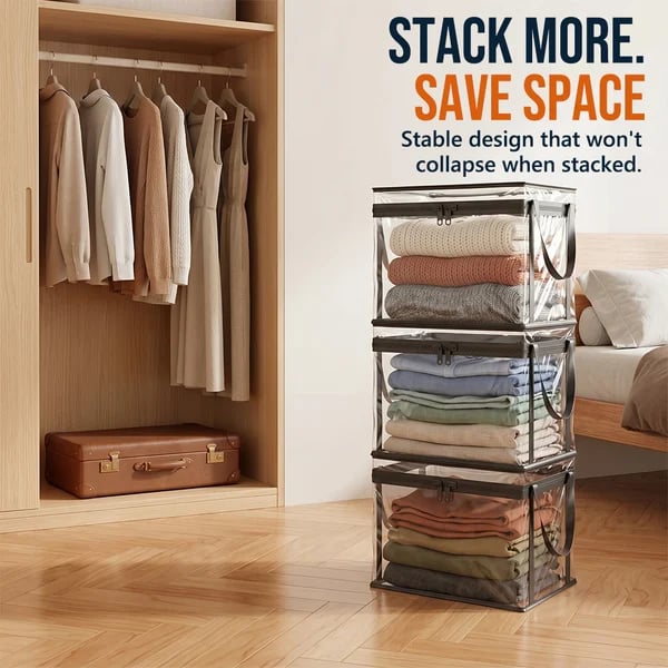 📦Large Heavy-Duty Soft Thick Plastic Clear Storage Bag for Clothes, Moving & Storage