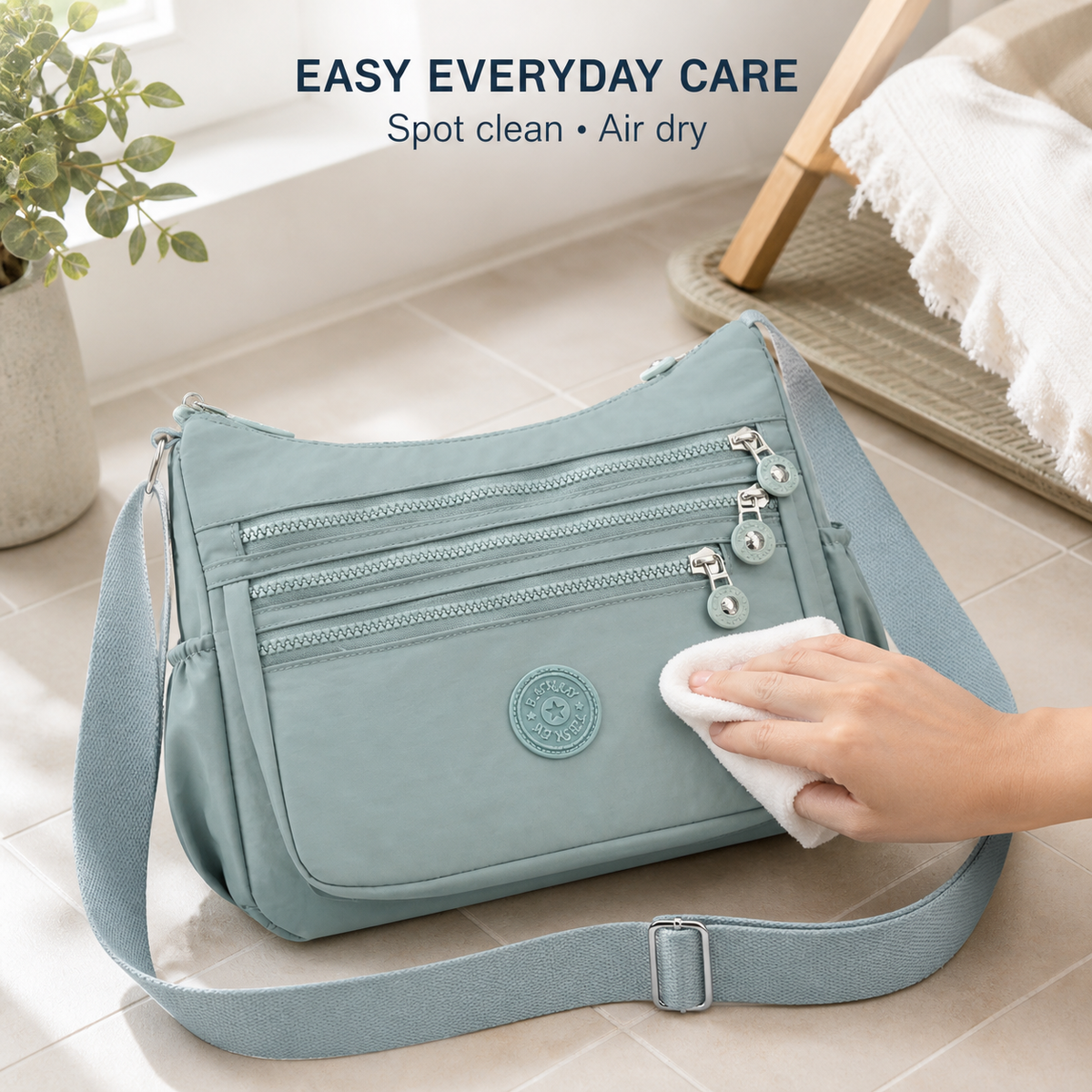 Multi-Pocket Nylon Crossbody Bag