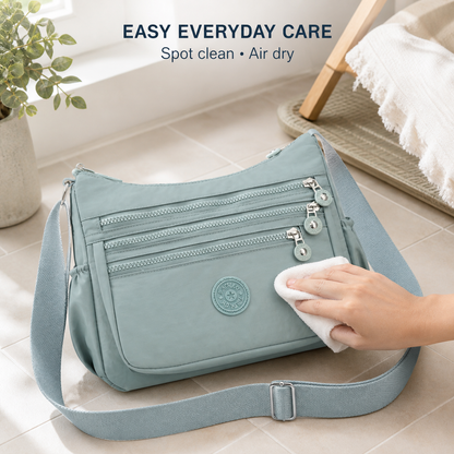 Multi-Pocket Nylon Crossbody Bag