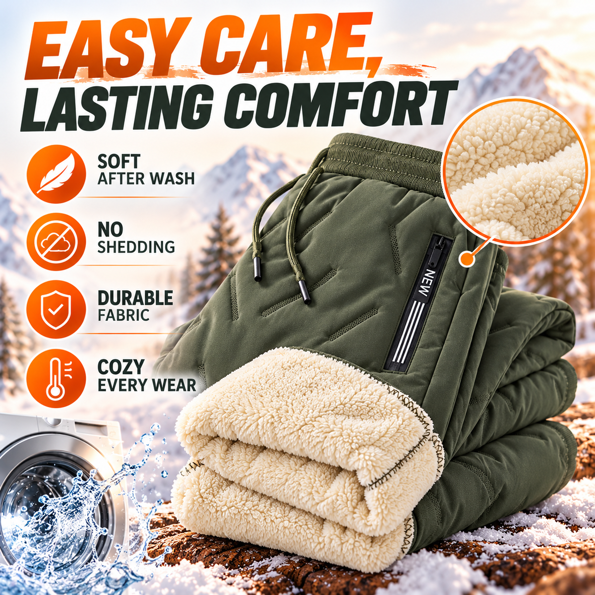 Women's fleece winter pants easy care durable fabric