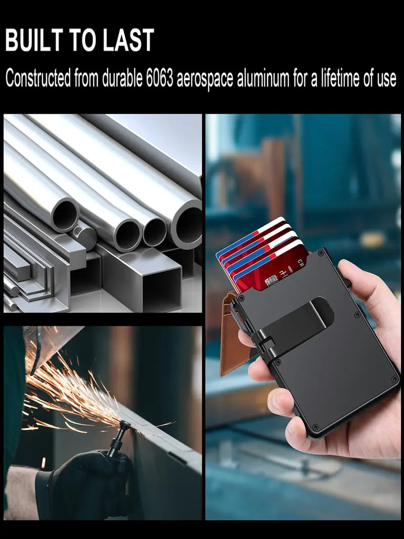 💼 Minimalist Tech | Men's Slim RFID-Blocking Pop-Up Wallet with Money Clip 🎁