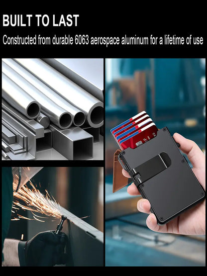 💼 Minimalist Tech | Men's Slim RFID-Blocking Pop-Up Wallet with Money Clip 🎁