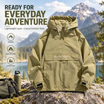 Men’s Lightweight Half-Zip Hooded Windbreaker