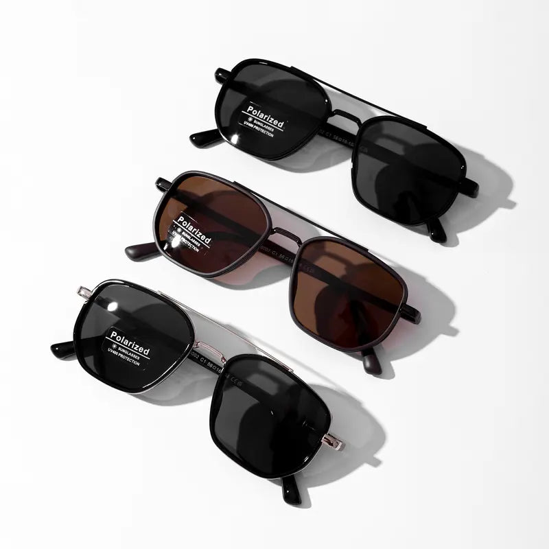 🕶️ Street Style Icons | Trendy Geometric Double-Beam Metal Sunglasses ☀️