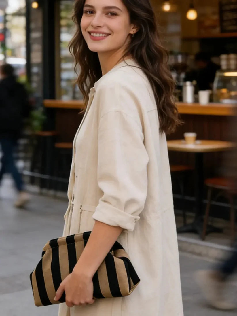 👜 Your New Go-To | Women's Striped Cloud Handbag Pleated Lightweight Tote Bag ✨