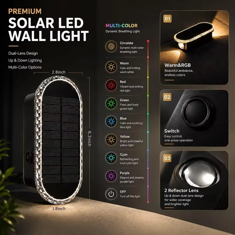 🏡 Light Up Your Home | Solar Up & Down Dual Lens Outdoor Wall & Fence Lights ✨