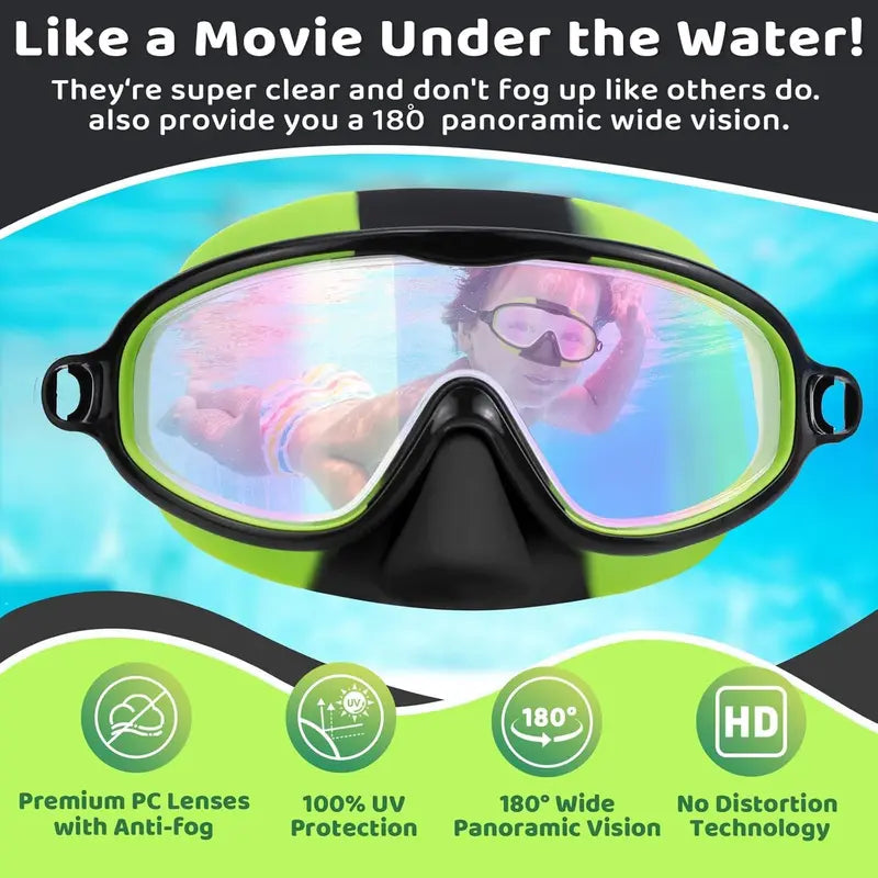 （1-Pack）🔥 Adios, Water-in-Nose Panic! The Ultimate 2-in-1 Kids Swim Goggles with Integrated Nose Cover That Protects Their Summer Joy! 🌊🥈