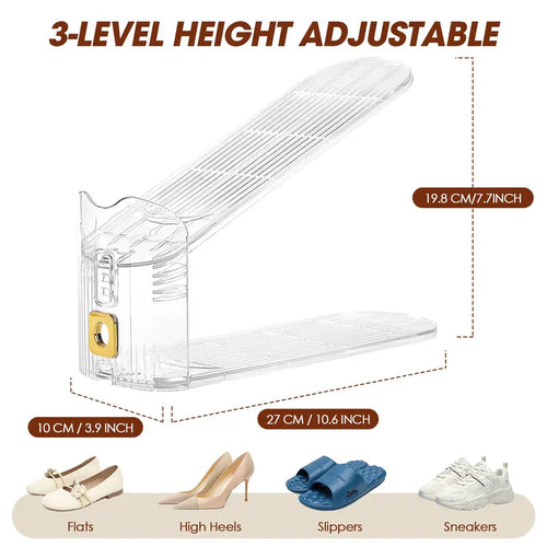 👠 Double Your Space | 2-Pack Clear Premium Shoe Slots & Stacker Organizers ✨