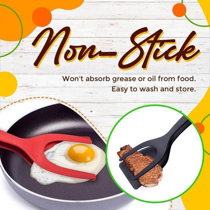 🍳 Flip with Ease | 2-in-1 Multi-Functional Kitchen Spatula Tongs with Food-Grade Silicone Tips 🥩