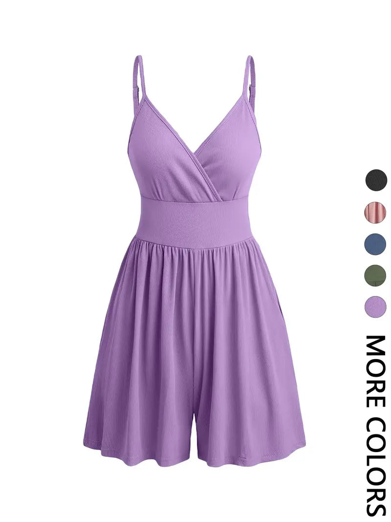 ☀️ Summer Chic | Women's Knitted Backless Wrap Fitted Cami Romper 👗