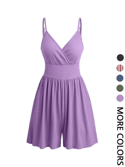 ☀️ Summer Chic | Women's Knitted Backless Wrap Fitted Cami Romper 👗