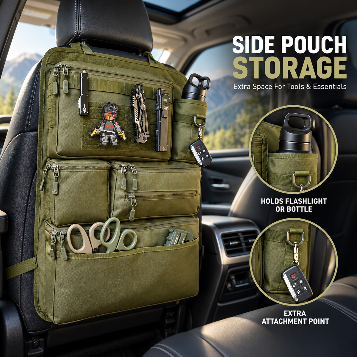 Tactical Car Seat Back Organizer – Multi-Pocket Storage