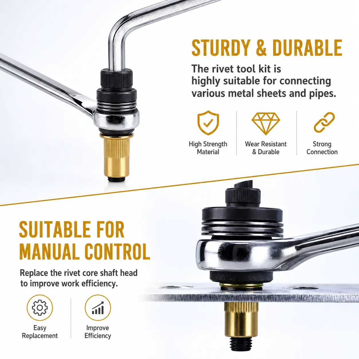 🛠️ Heavy-Duty Riveting Essentials | Head Rivet Nut Tool Kit (M3 M4 M5 M6 M8), Carbon Steel Threaded Rivnut Set & Manual Riveter Accessories ✨