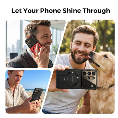 📱 Sleek Protection Meets Utility | Multifunctional Magnetic Case with Invisible Kickstand & Lens Armor for Samsung S Series ✨