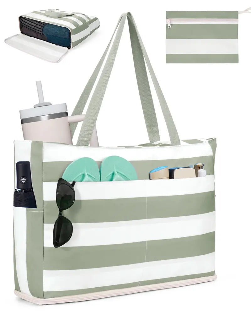 🔥 The Anti-Sand Beach Master: The Massive Waterproof Tote with a Dedicated 40oz Tumbler Pocket That Erases Summer Chaos! 🏖️🥤
