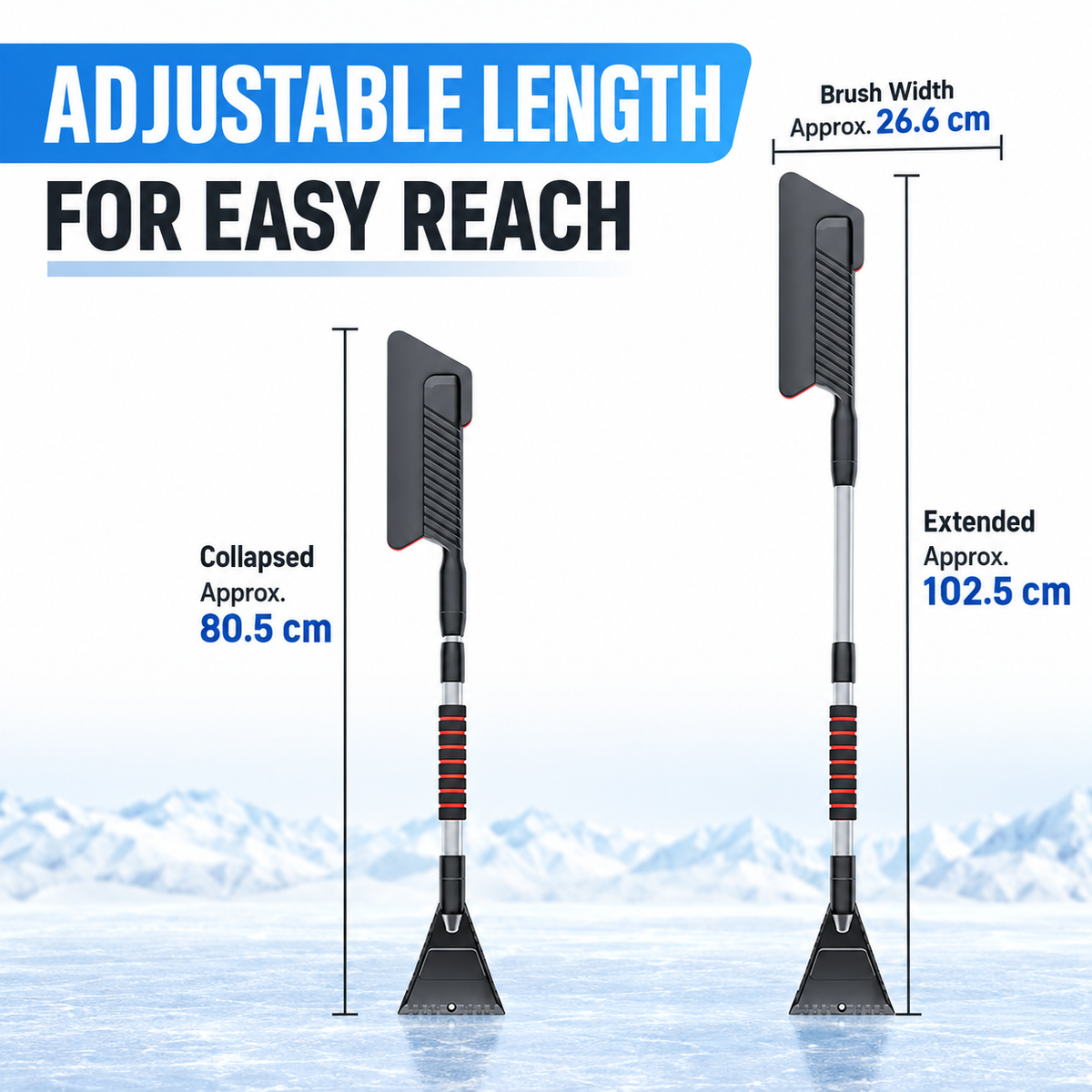 3-in-1 Extendable Car Snow Brush & Ice Scraper