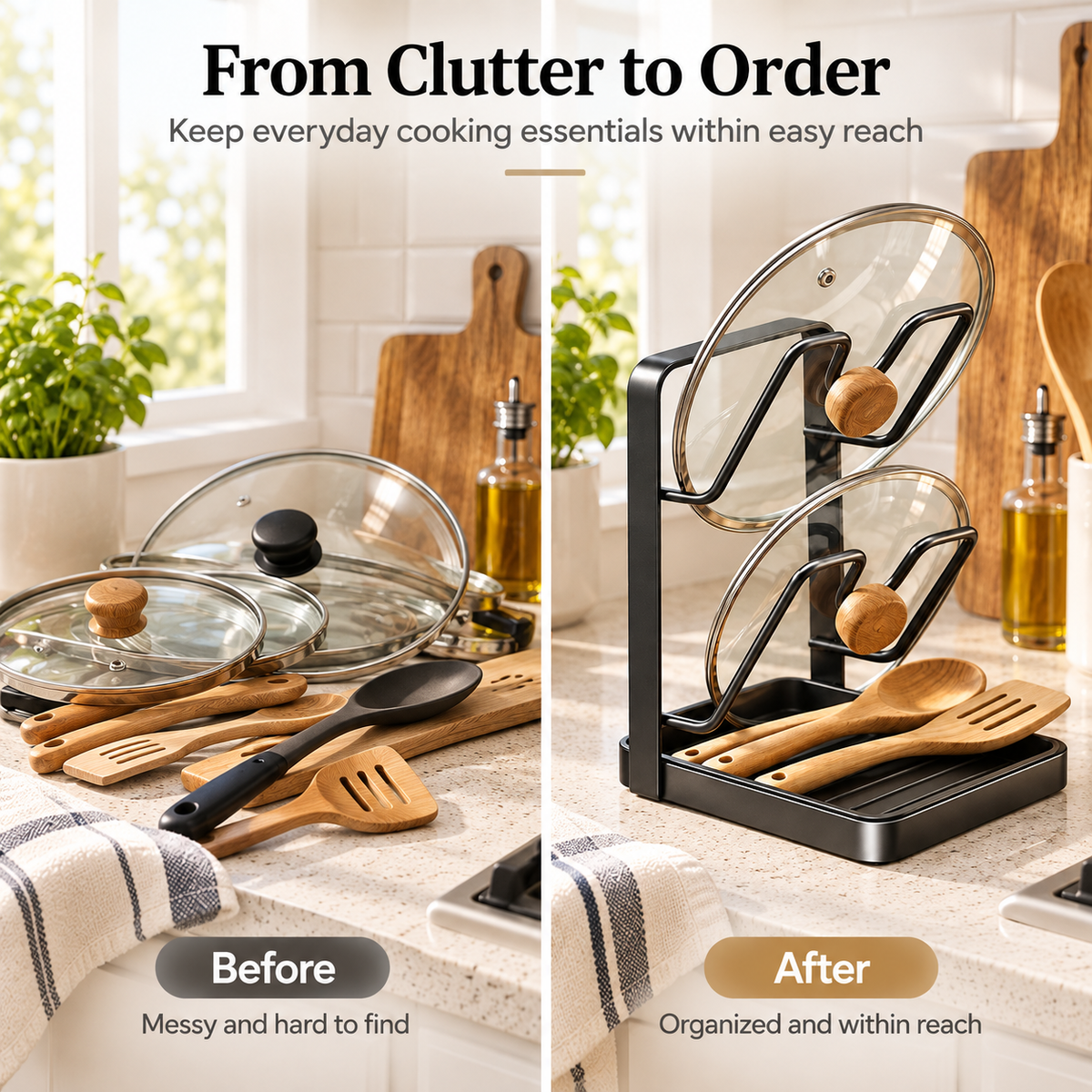 Countertop Pot Lid & Utensil Organizer
