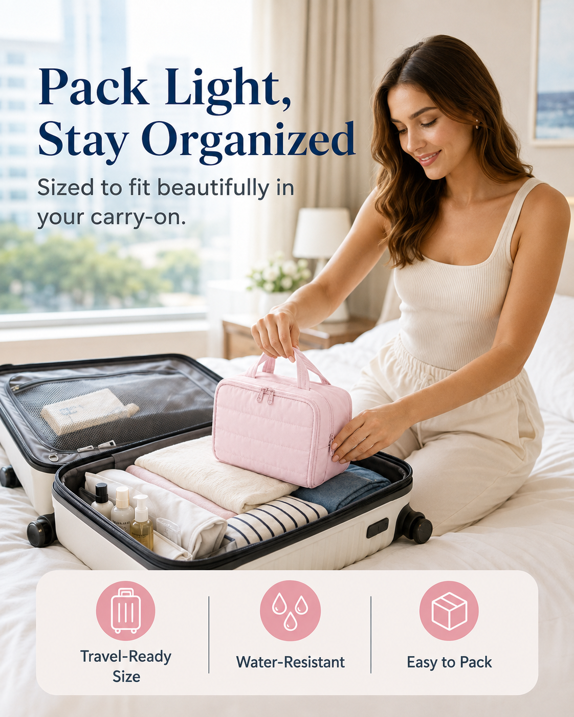 ✨ Large Travel Toiletry Bag for Women – Lightweight & Spacious 💄✈️