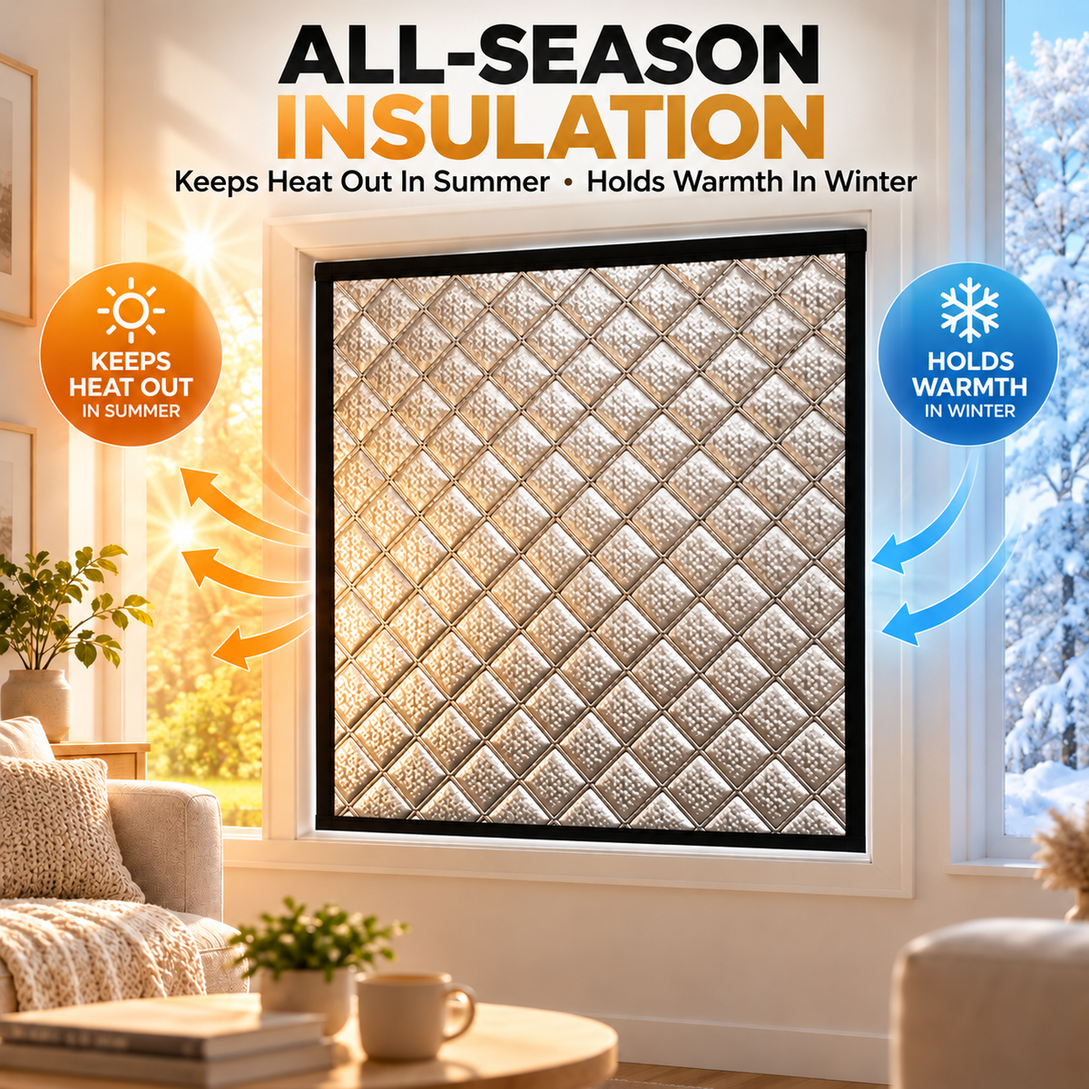 Insulated Blackout Window Cover – Roll-Up Privacy Shade