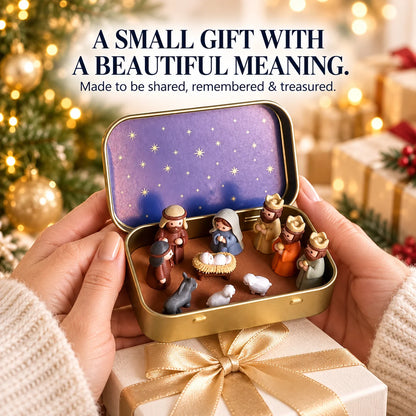 Mini Christmas Nativity Scene Set with Storage Box