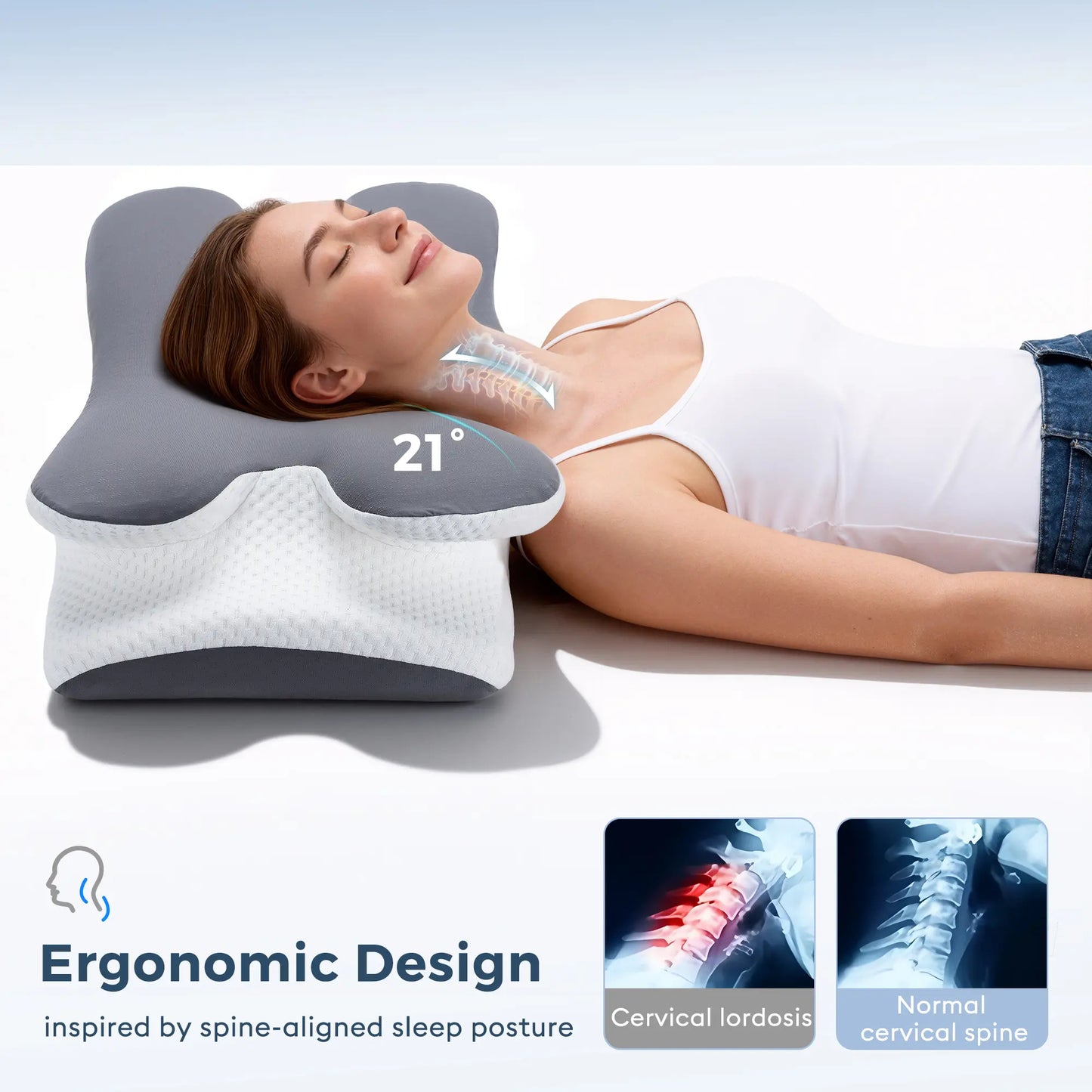 💤 Say Goodbye to Neck Pain | Cooling Memory Foam Neck Pillow, Adjustable Ergonomic Cervical Support Pillow for Sleep & Travel ✨
