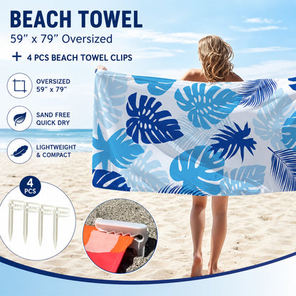 🌊 Quick-Drying Microfiber Beach Towel – Ultra-Light Sand-Free Travel Towel Whit Beach Clip