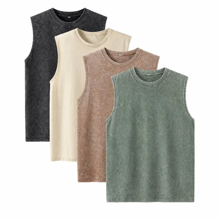1/4 Pack Men's Oversized Tshirts Sports Vintage Heavy Cotton Tshirt Washed Loose Fit Athletic Tee Sleeveless Vest