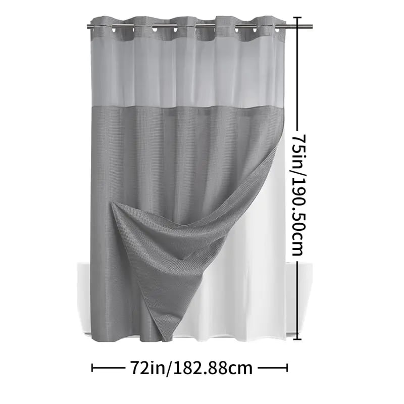 No Hook Shower Curtain with Snap in Liner