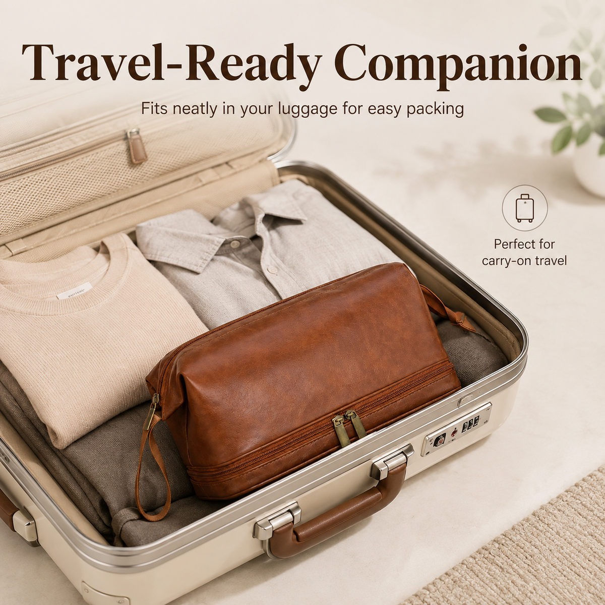Vintage Leather Travel Toiletry Bag