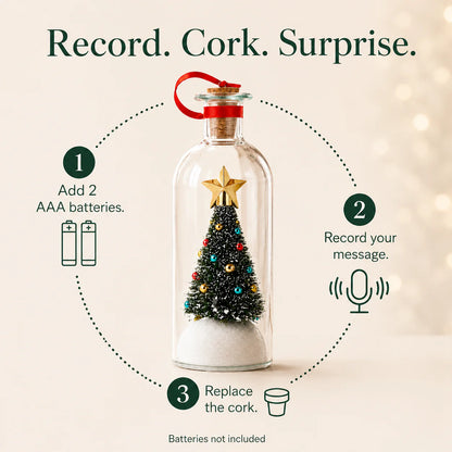 🎄 Capture Your Voice | Mr. Christmas 8" Recordable Christmas Tree Message in a Bottle with LED Light 🔔
