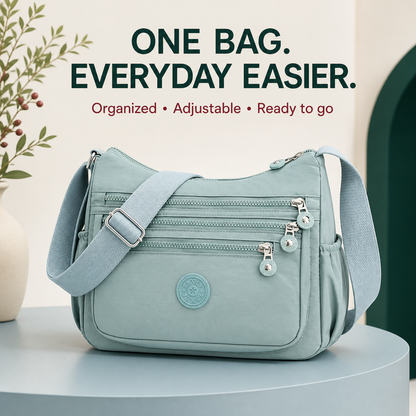 Multi-Pocket Nylon Crossbody Bag