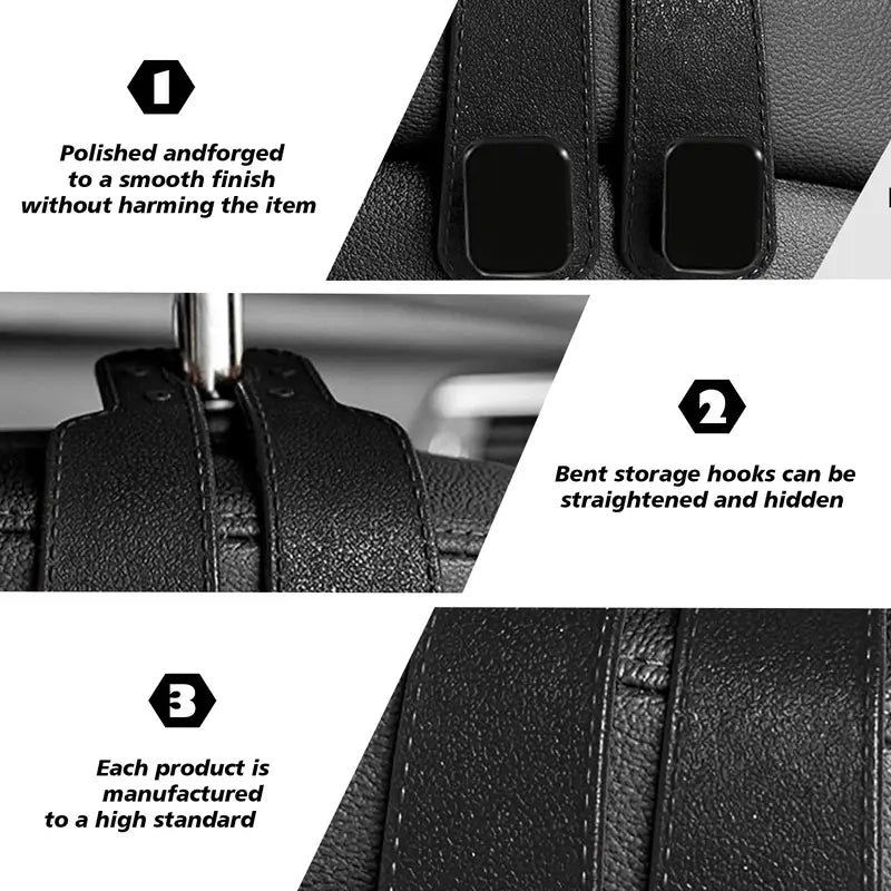 🛍️ No More Spills! Upgrade Your Car with the Softest, Luxury Double-Hooks (4-Piece Set)! 🚘✨
