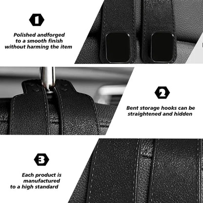 🛍️ No More Spills! Upgrade Your Car with the Softest, Luxury Double-Hooks (4-Piece Set)! 🚘✨